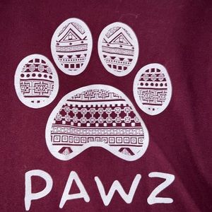 Maroon long sleeve T-shirt from PAWZ collection featuring tribal design size XXL